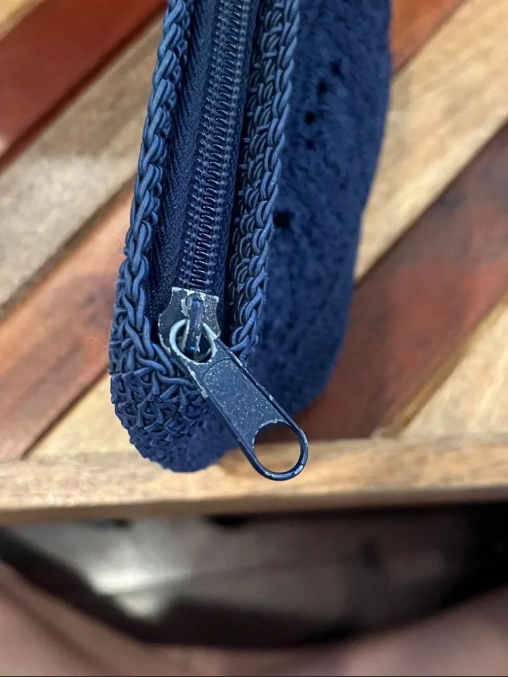 Cappelli Straworld Woven Navy Floral Embroidered Clutch